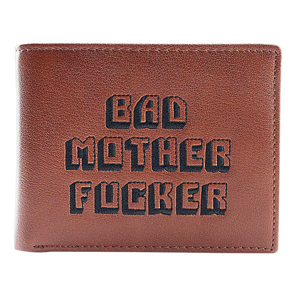 Brown Engraved Men's PU Leather Wallet with 8 Card Slots