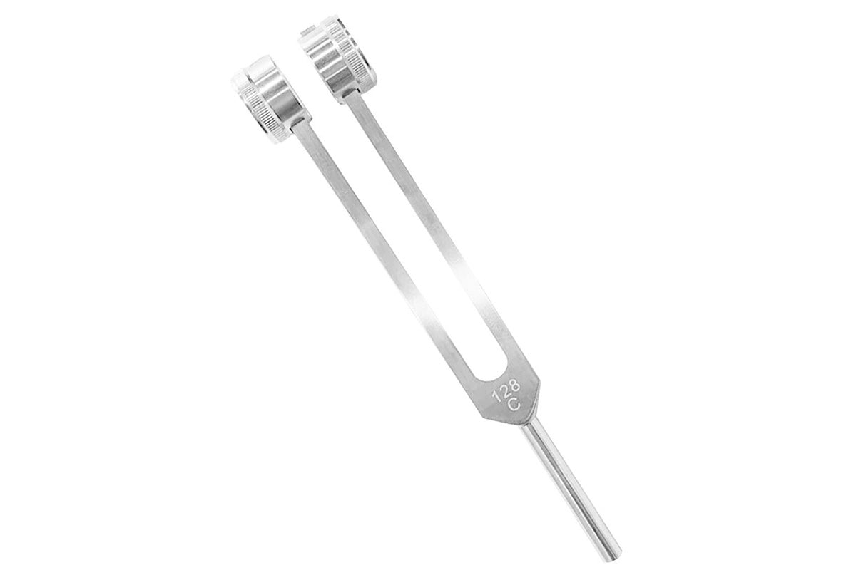 128Hz Tuning Forks Set with Reflex Hammer for Healing Meditation Chakra -Silver