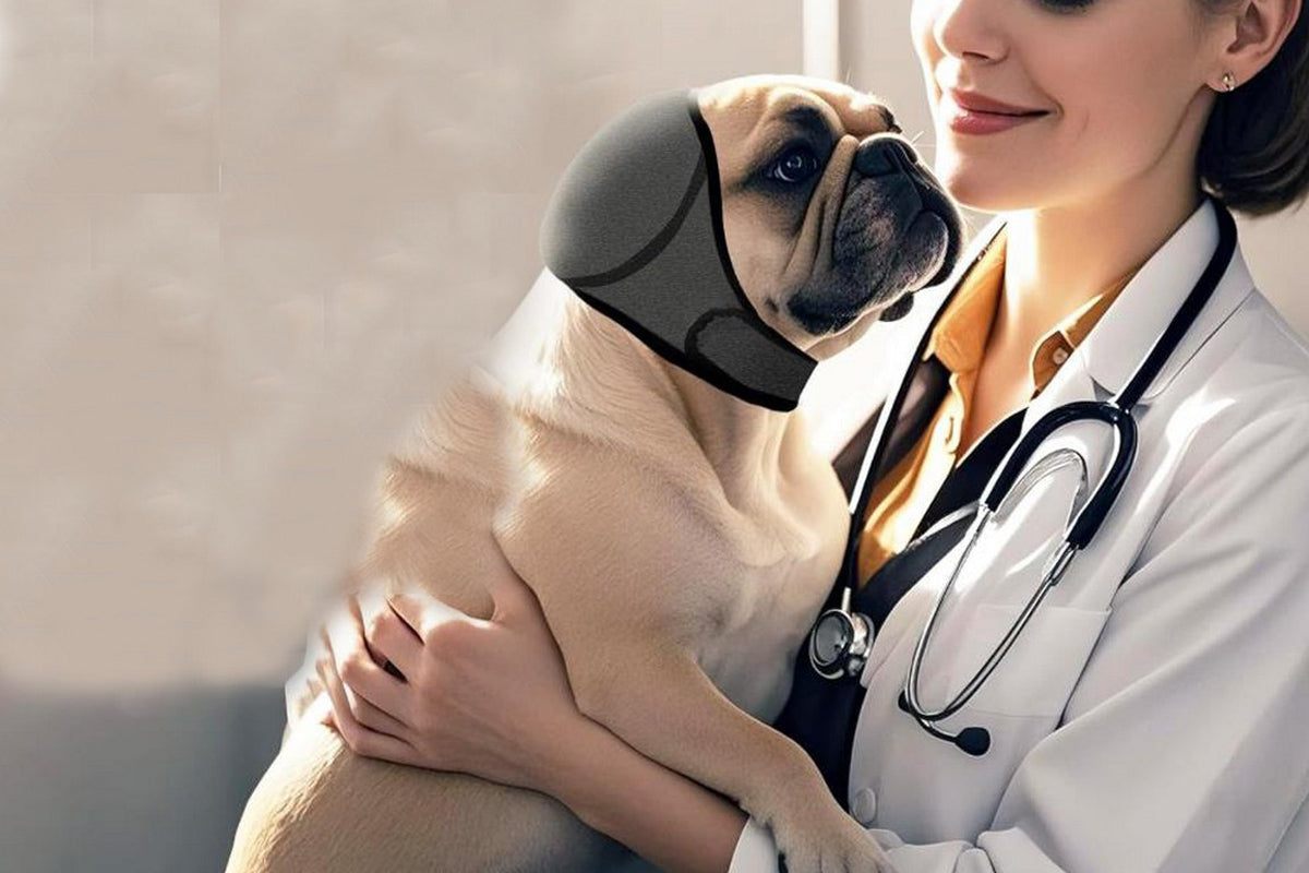 Dog Ear Muffs Noise Protection Calming Hoodie Dog Ear Covers for Noise Anxiety Relief -Grey