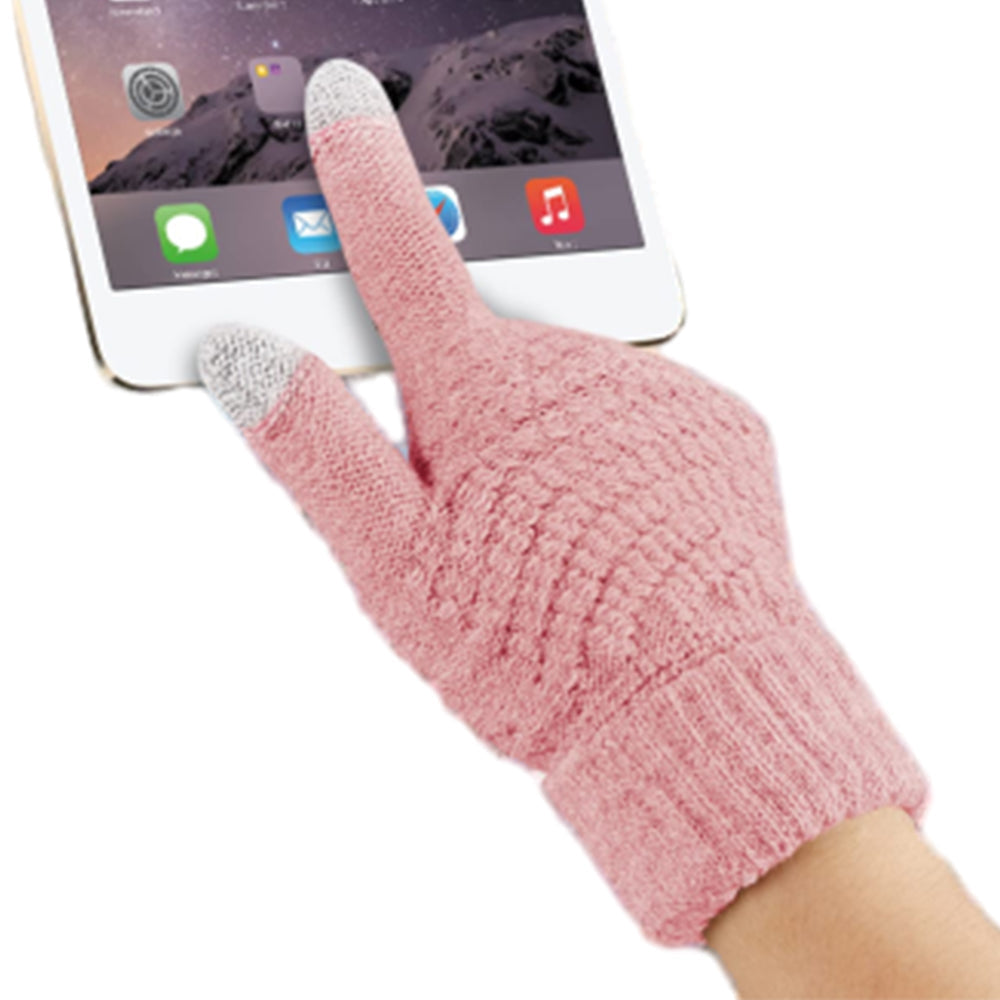 Pair of Winter Thermal Warm Gloves Touchscreen Sports Knit Gloves Pink