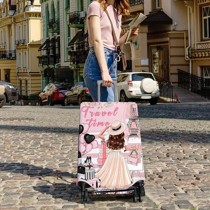 Stretch Luggage Cover for Suitcase Elastic Washable Suitcase Covers-Eiffel Tower Girl
