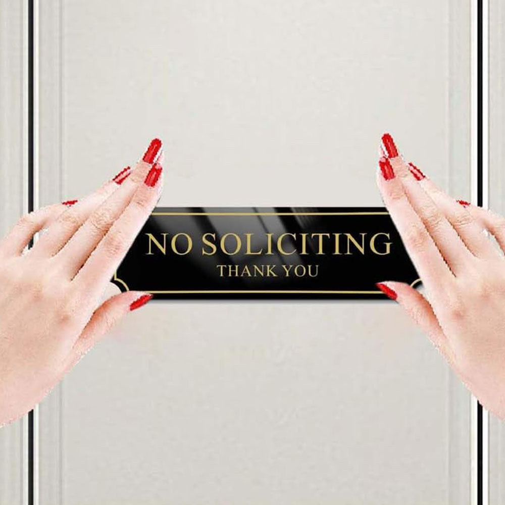 2Pcs No Soliciting Sign for House, Home, and Office No Solicitation Sign Golden