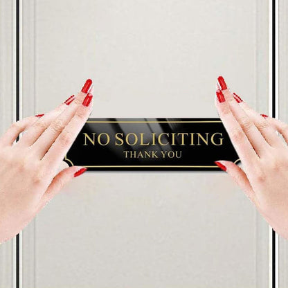2Pcs No Soliciting Sign for House, Home, and Office No Solicitation Sign Golden