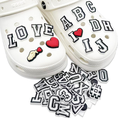 40 Piece Letter Number Heart Charms for Clog Shoes