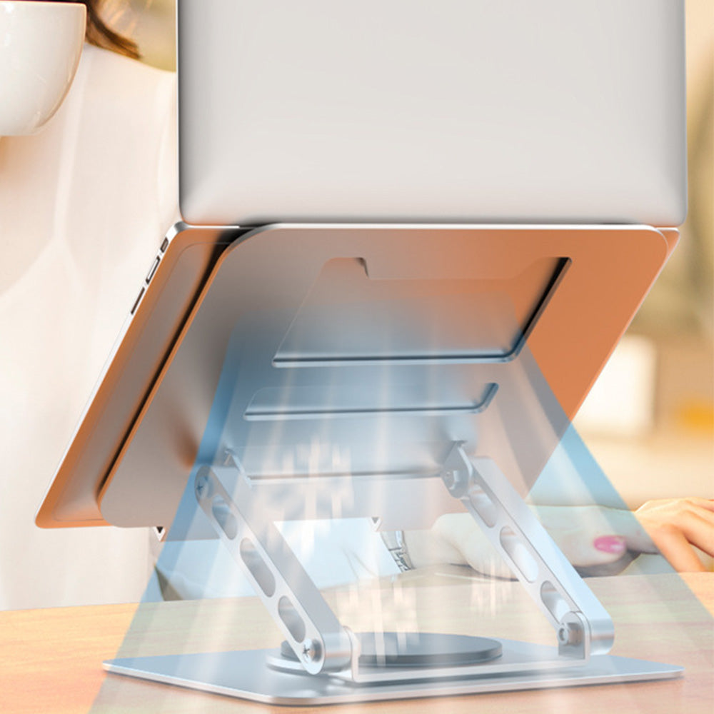 Adjustable Laptop Stand 360-Degree Rotating Foldable Desktop Holder Silver