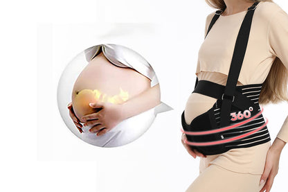 Pregnancy Belly Band with Adjustable Straps for Back Abdomen Waist Support -Black