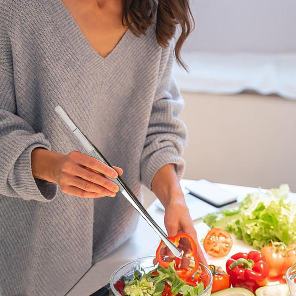 4Pcs BBQ Cooking Tweezer Tongs Stainless Steel Kitchen Tweezer Set