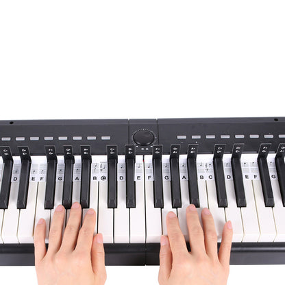 88 Key Piano Note Guide Strip with Staff and Note Names - Black