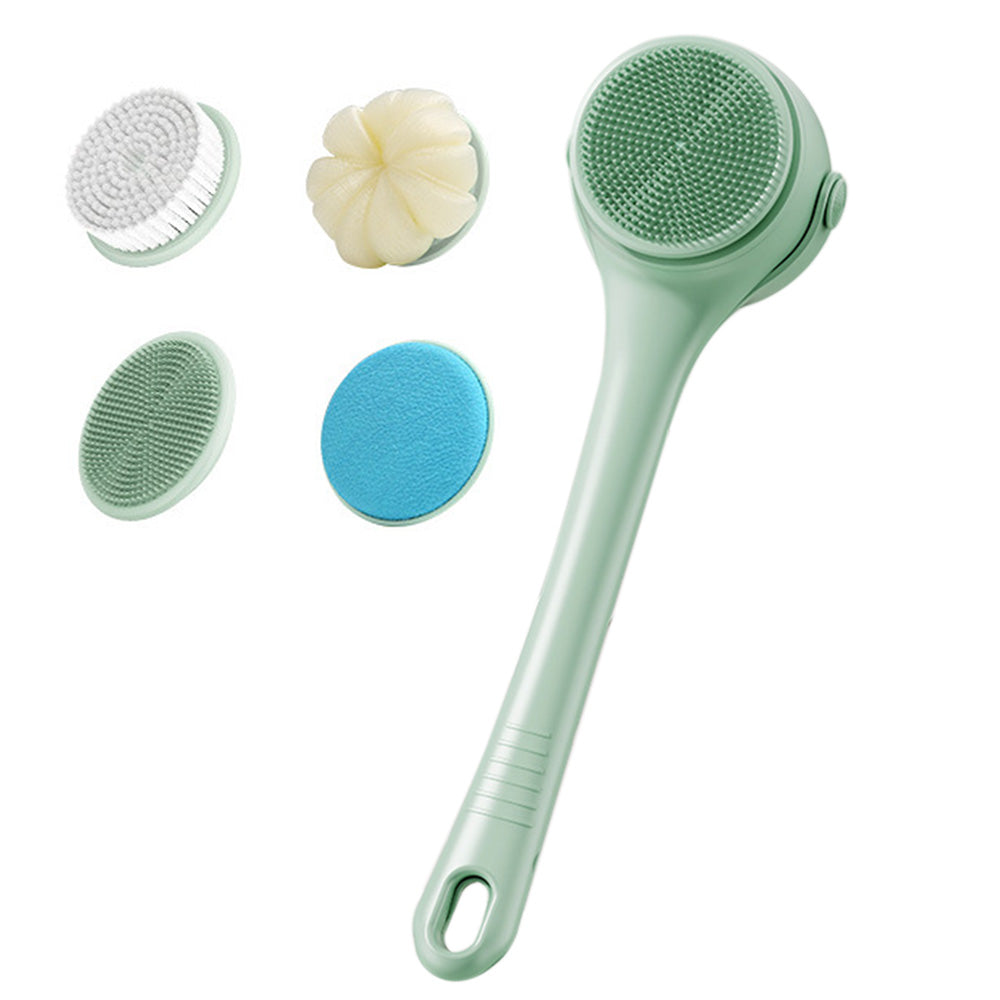 Electric Body Back Scrubber for Shower Dual Handle Bath Brush for Exfoliating Massage Green