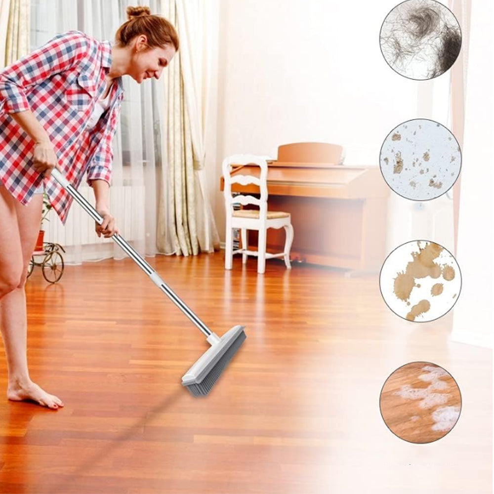 3-Section Soft Bristle Broom Pet Hair Remover Non Scratch Sweeper Brush