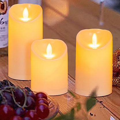 3 Piece Flameless Candles with Dancing Flame for Home Party