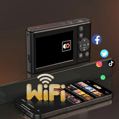 8K Dual Screen Digital Camera 96MP WiFi Camera for Photography - Black