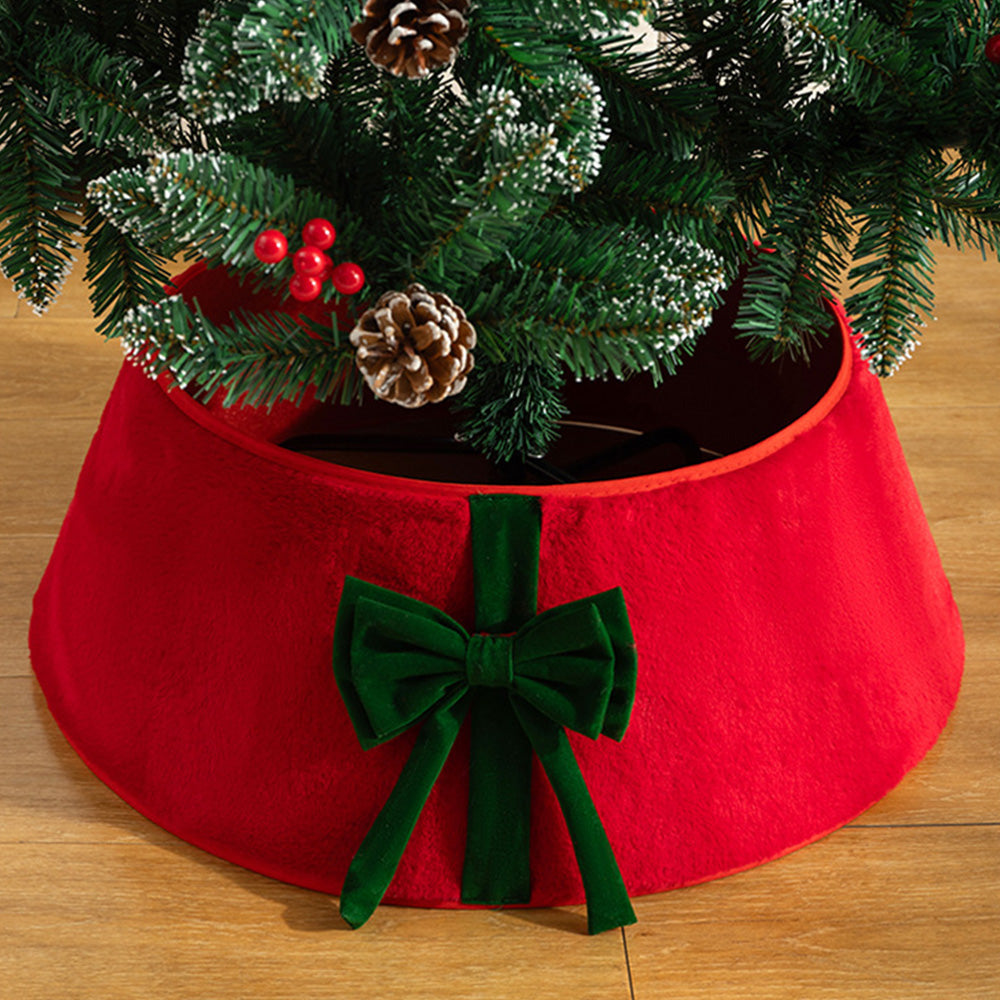 Christmas Tree Collar with Bow Holiday Tree Decor - Red