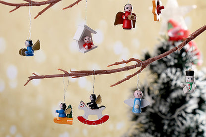 48pcs Wooden Christmas Tree Ornaments Set for Holiday Decoration