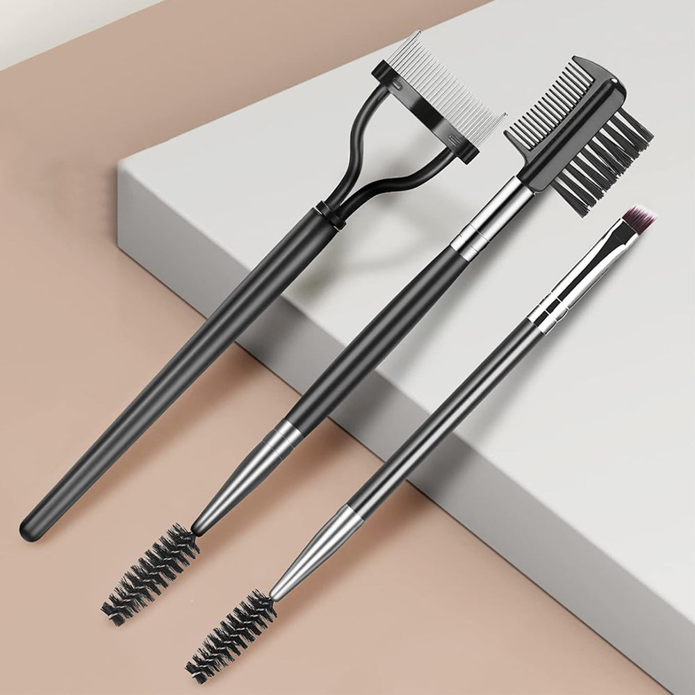 3Pcs Set Eye Makeup Tools Dual-Head Eyebrow Brush Eyelash Separator Brow Comb Lash Spoolie Brush