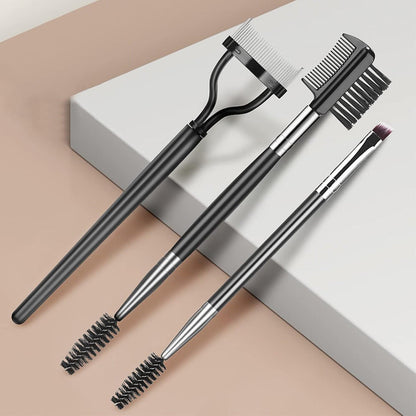 3Pcs Set Eye Makeup Tools Dual-Head Eyebrow Brush Eyelash Separator Brow Comb Lash Spoolie Brush