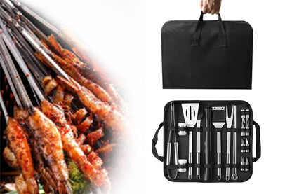 21Pcs BBQ Tool Set Stainless Steel Outdoor Barbecue Accessory Grill Cooking Set