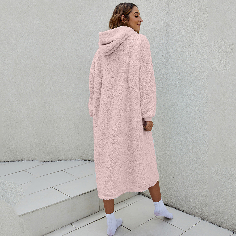 Reversible Wearable Blanket Plush Warm Cozy Blanket One Size Fits All Pink