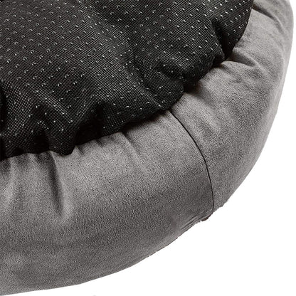 Round Washable Donut Pet Bed with Anti Slip Base - Grey