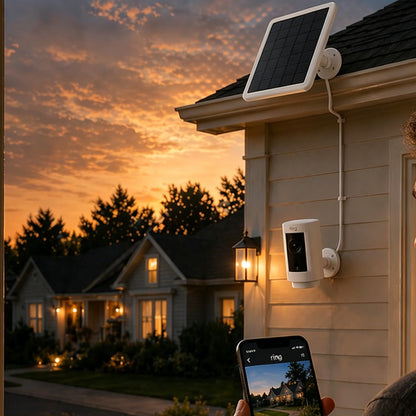 8W Solar Panel Charger Compatible with Ring Stick Up Cam Battery-White