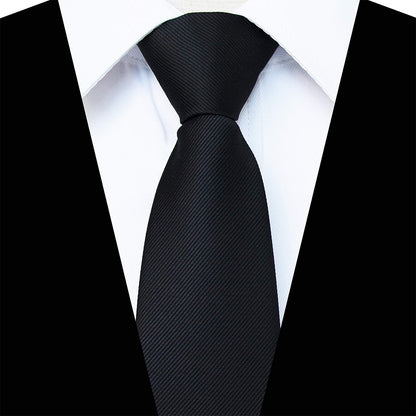 Pre-tied Zipper Tie Ready to Wear Solid Colour Business Necktie Black