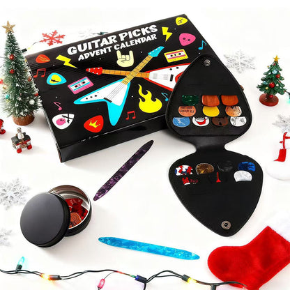 Guitar Pick Christmas Advent Calendar with Pick Holder and Metal Case