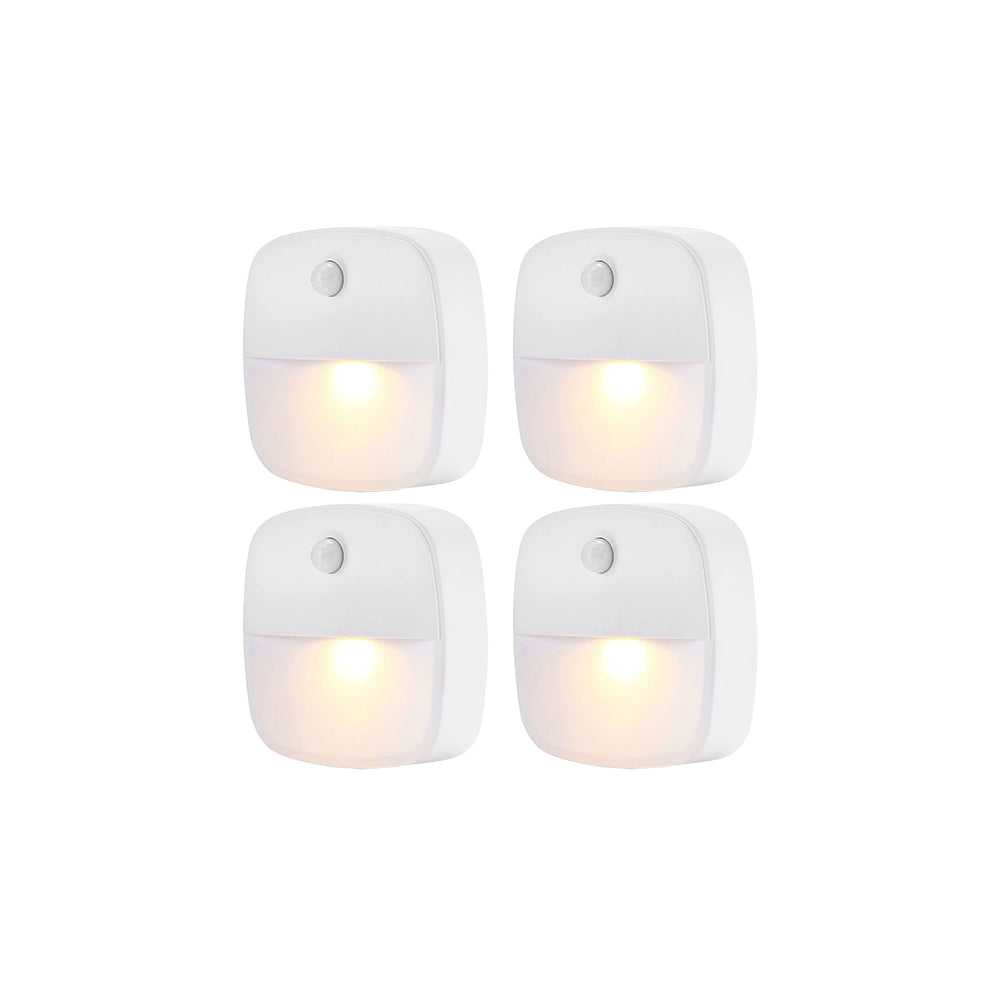 4pcs Motion Sensor Closet Lights Indoor Stair Lights Cordless LED Step Night Light for Under Cabinet Hallway-Warm White