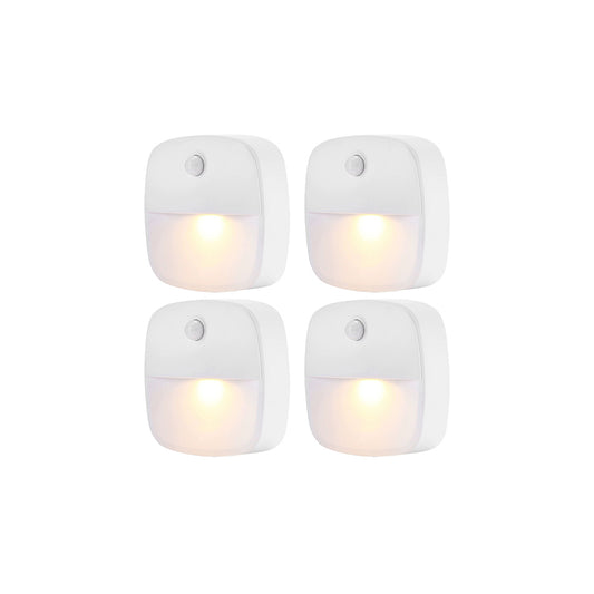 4pcs Motion Sensor Closet Lights Indoor Stair Lights Cordless LED Step Night Light for Under Cabinet Hallway-Warm White