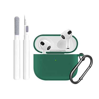 For Apple AirPods 3rd Generation Silicone Protective Case Cover with Cleaner Kit and Keychain Green