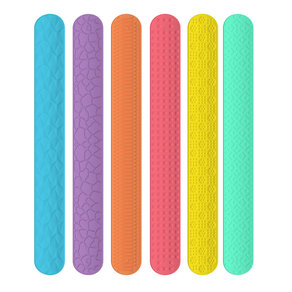 6Pcs Sensory Silicone Snap Bracelets Textured Fidget Toys for Kids and Teens