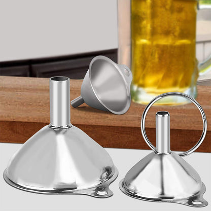 6PCS Stainless Steel Mini Funnels with Cleaning Brushes for Kitchen