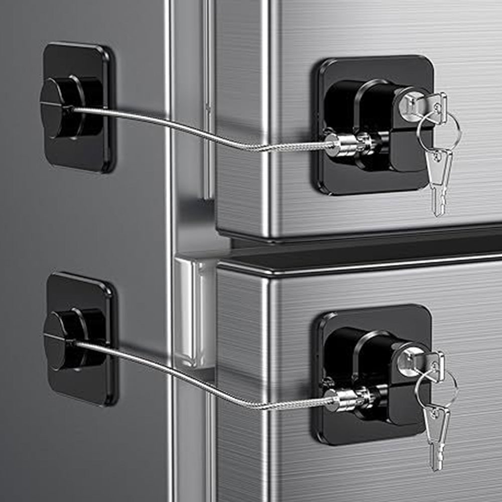 2 Pack Fridge Lock with Keys-Black