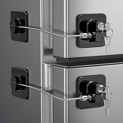 2 Pack Fridge Lock with Keys-Black