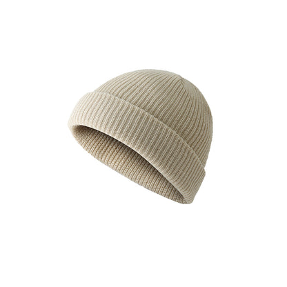 Unisex Mini Fisherman Beanie Winter Spring Hat Knitted Cap Beige