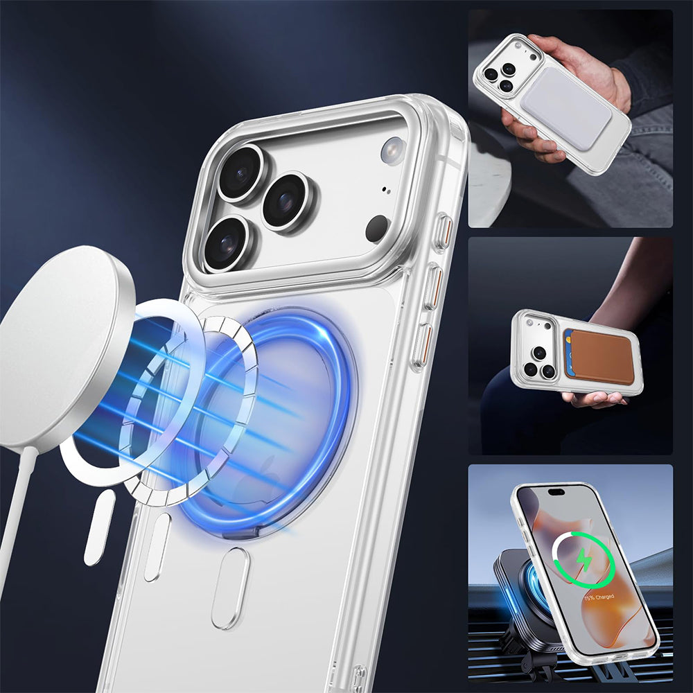 360 Degree Rotating Stand Case for iPhone 18Pro 17Pro - Clear