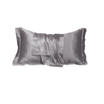 48x74cm Smooth Satin Pillowcase Solid Color Soft Bedding Pillow Cover Silver