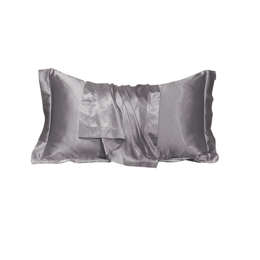48x74cm Smooth Satin Pillowcase Solid Color Soft Bedding Pillow Cover Silver