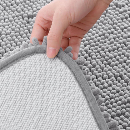 Soft Chenille Bath Mat with Rounded Corners, Absorbent & Non-Slip Rug