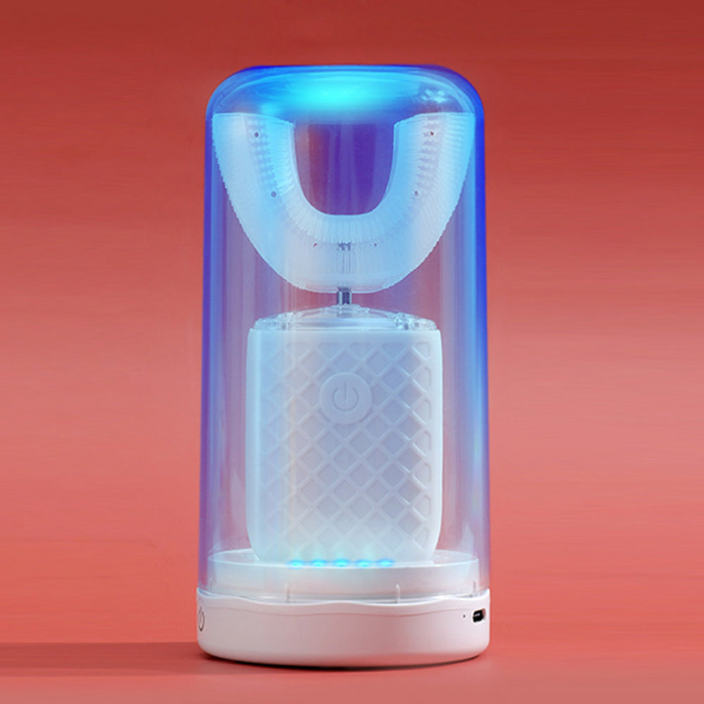 U-Shaped Automatic Electric Toothbrush ¨C With Built-In Sanitizing Cup White