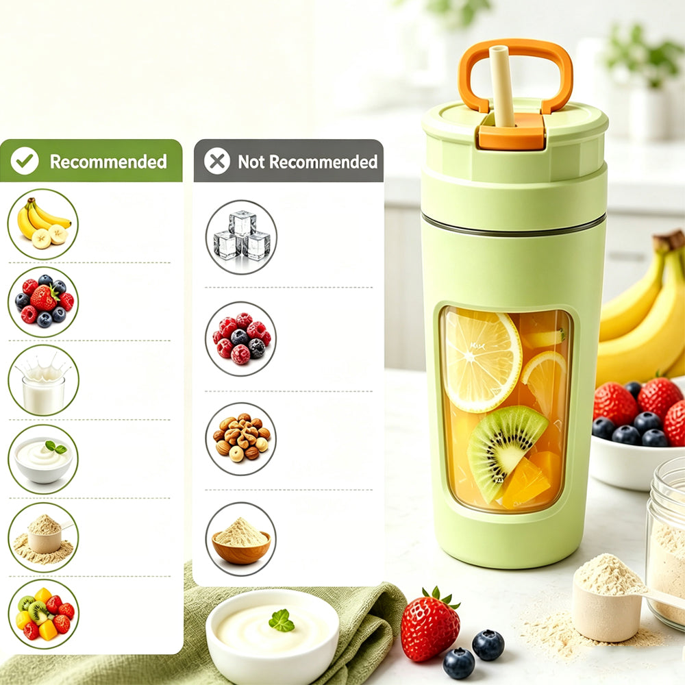 600ml Rechargeable Portable Juicer Blender with 4 Blade Cutter - Green