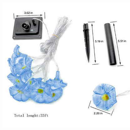 10LEDs Morning Glory Solar String Lights Garden Decor Flower Lantern