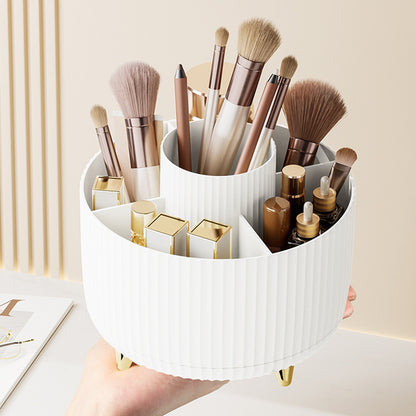 360 Degree Rotating Desk Organizer with 4 Slots For Pencil and Pen Holder-White