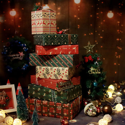 6 Sheet Christmas Gift Wrapping Paper Set Retro Christmas Wrapping Paper