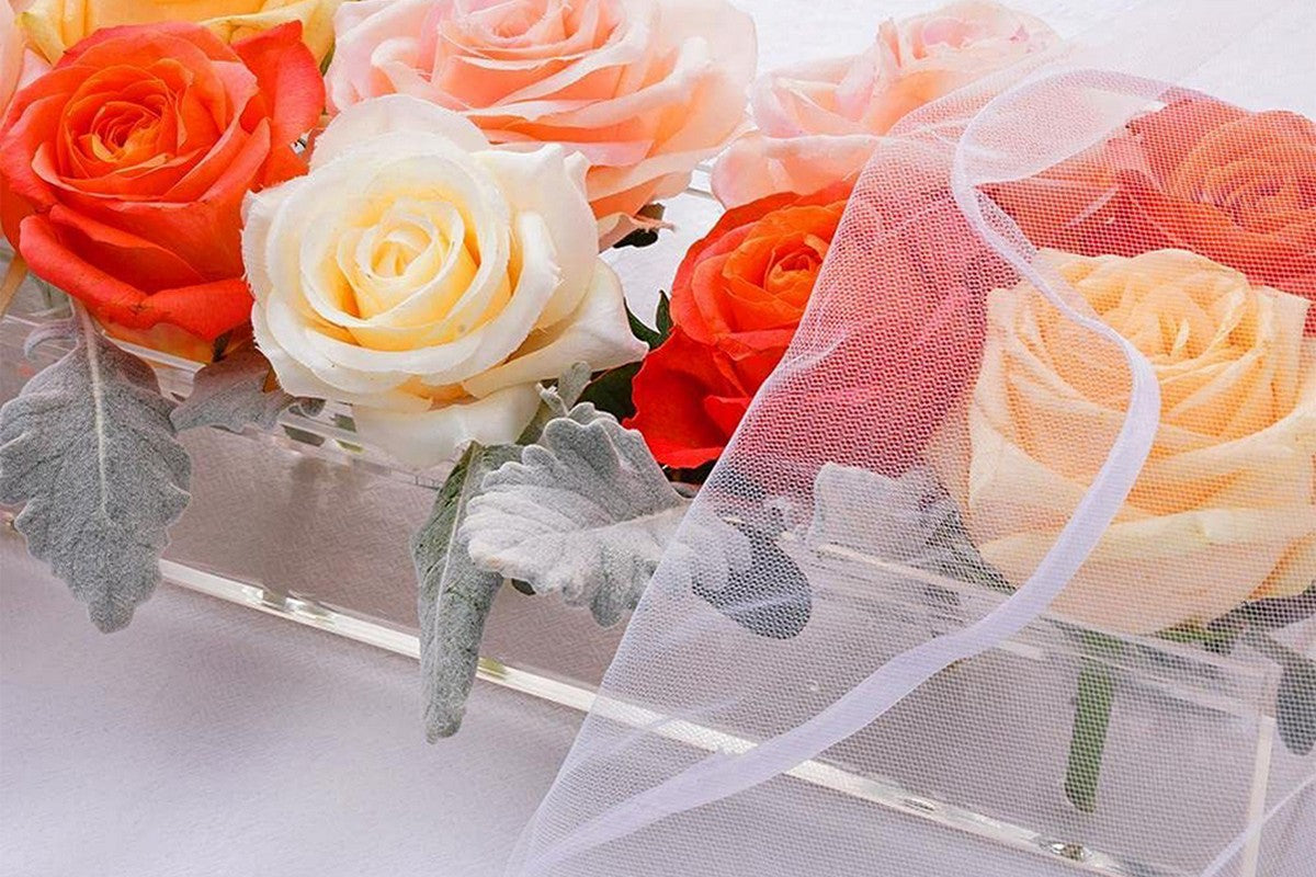 2Pcs Rectangular Acrylic Flower Vase Clear Floral Centerpiece Vase for Dining Table Wedding Tables Decorative Vase Home Decor