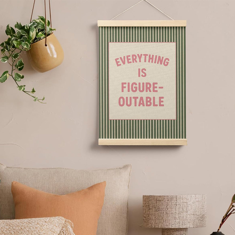 Inspirational Words Art Prints with Hanging Cord - Green