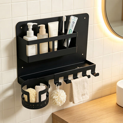 Hanging Metal Bedside Wall Shelf with Cup Holder Wall Organizer