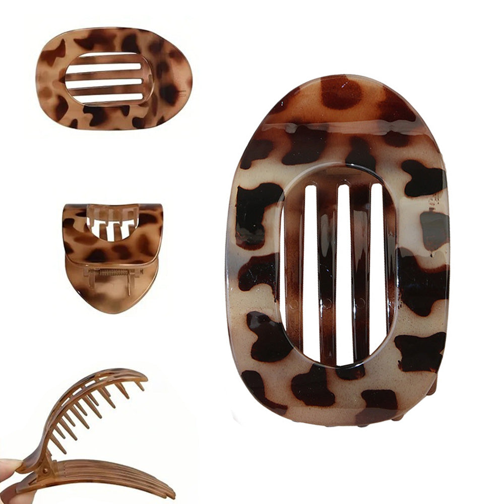4-Piece Flat Hair Claw Clips Set for Women Strong Hold Hair Styling Accessories Oval Glossy Duckbill Clip