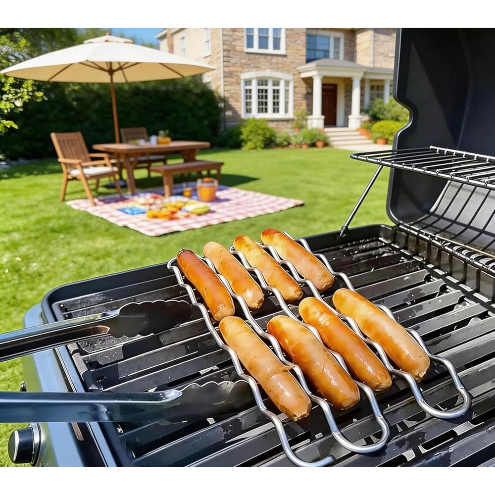 BBQ Sausage Roller Rack Stainless Steel Barbecue Sausages Roller Rack for Party