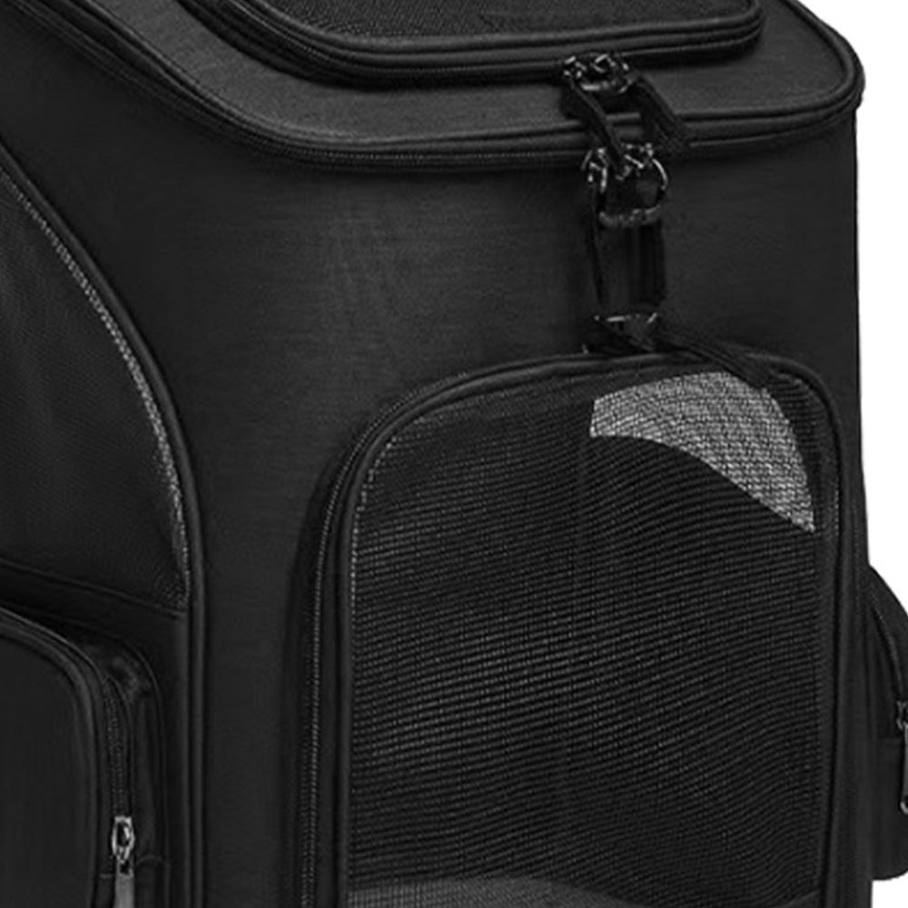 Expandable Cat Backpack Carrier Breathable Large Comfort Space for Small Pet Black