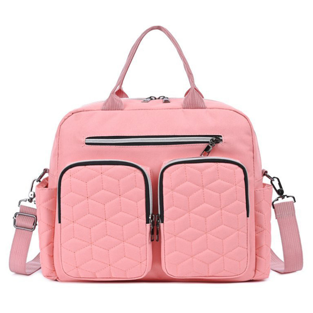 Large Mummy Bag Multi-Pocket Travel Nappy Tote Shoulder Bag Pink
